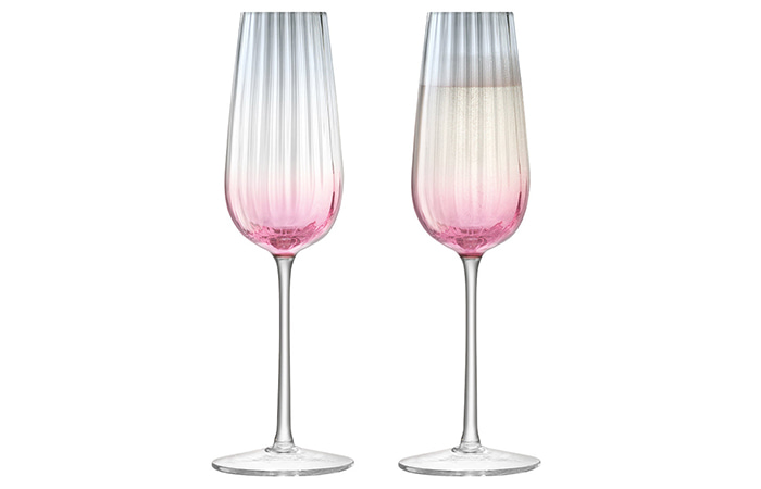 LSA - Dusk Champagne Flute 250ml Pink/Grey x 2