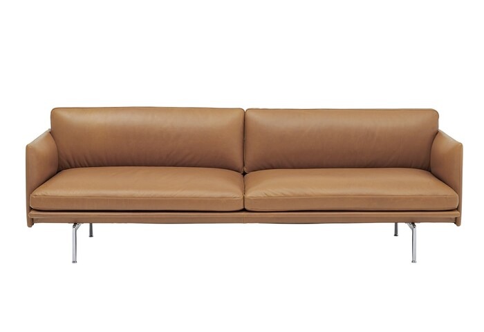 Outline Sofa 3-Seater Refine Leather / Polished Aluminum (Cognac) 바로배송가능